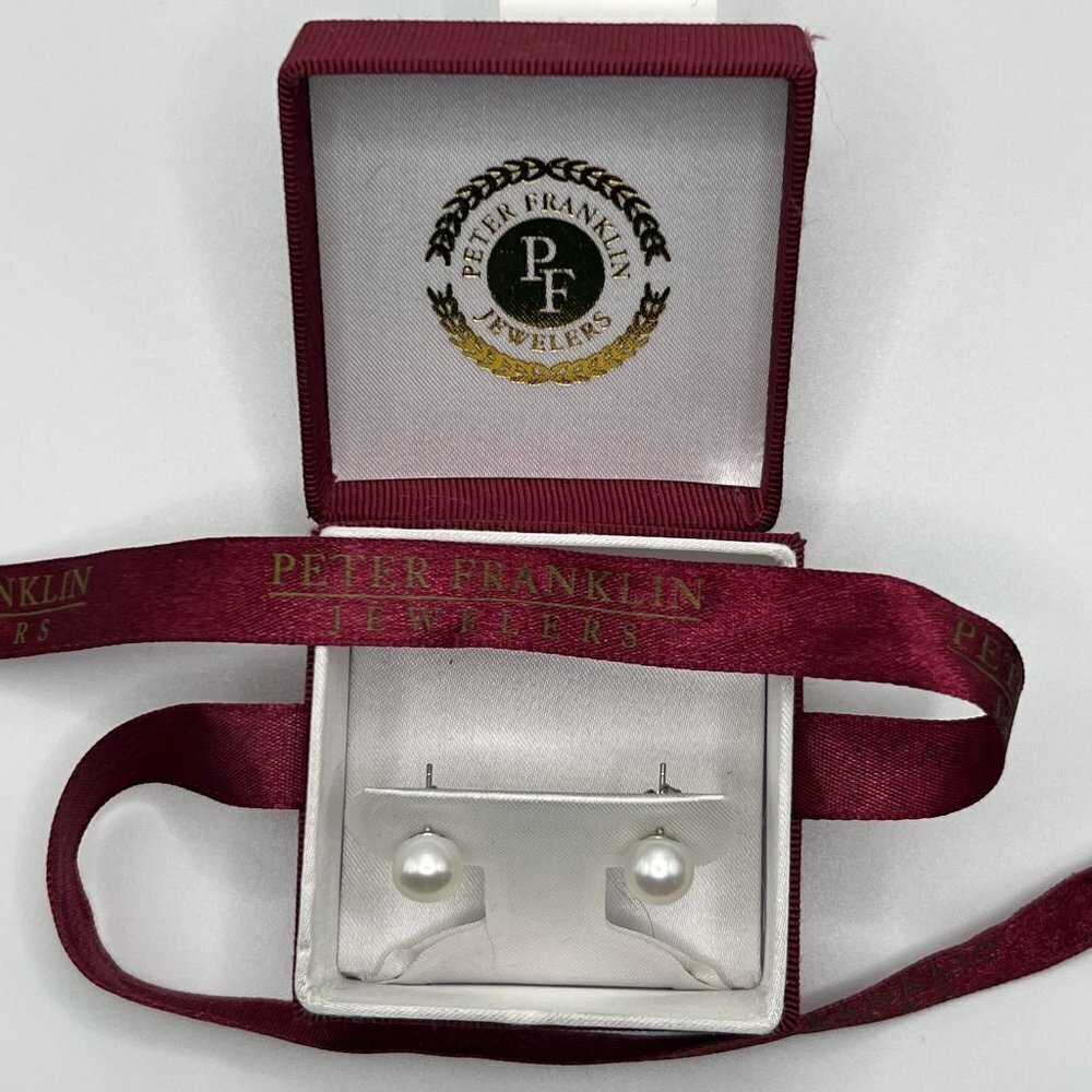 Peter Franklin 925 Sterling Silver Pearl Studs Earrings